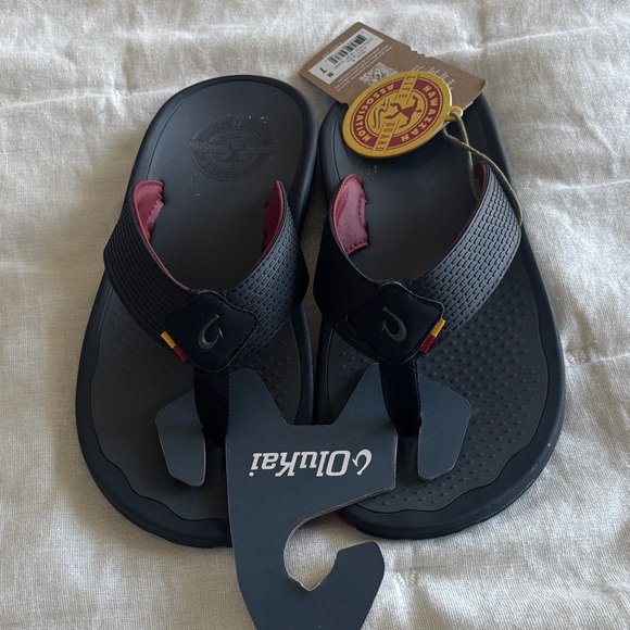 OluKai Black and Red Men\'s Sandals